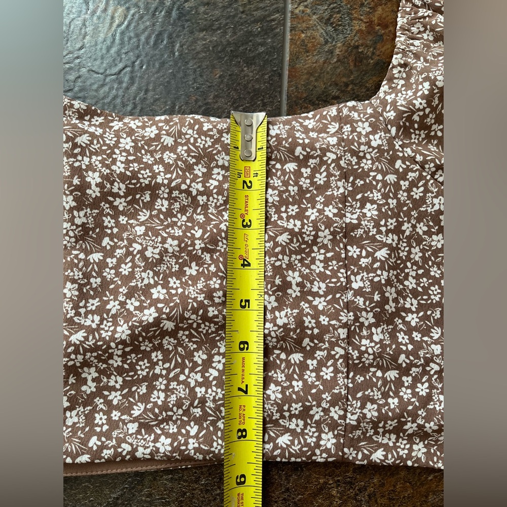 Altar’d State brown floral coquette milk maid puffy long sleeve crop top. Large - Picture 13 of 15